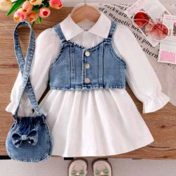 طقم 3 قطع جينز للبنات الصغار 