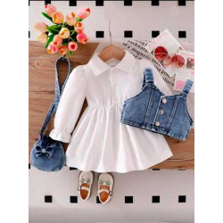 طقم 3 قطع جينز للبنات الصغار 