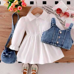 طقم 3 قطع جينز للبنات الصغار 