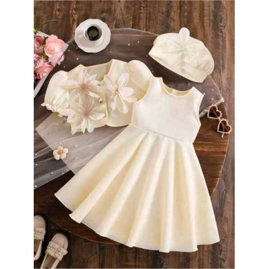 فستان وجاكيت وقبعة للبنات الصغار