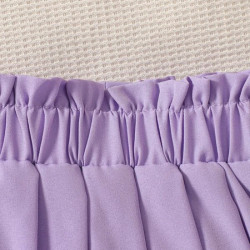 تنورة وبلوزة مطرز بأزهار مقلم بكشكش اكمام منتفخة 