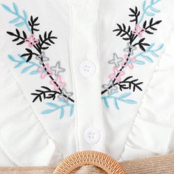 فستان بحزام مطرز ازهار وكسرات للبنات الصغار