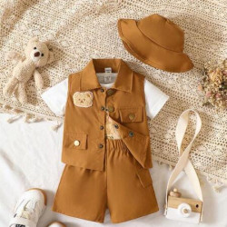 طقم 4 قطعة طباعة دب للأطفال 