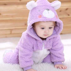 جمبسوت مطرز بقبعة للبنات الصغار ثلاثي الابعاد