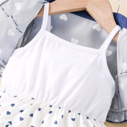 فستان كاجوال للمواليد مع  معطف مزين بطباعة قلوب