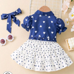 فستان كاجوال للمواليد مع  معطف مزين بطباعة قلوب