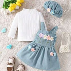 فستان طقم للبنات أزهار كروشيه