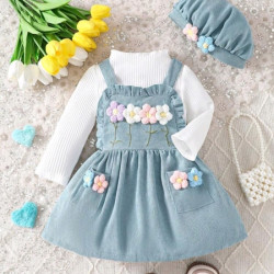 فستان طقم للبنات أزهار كروشيه