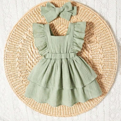 فستان حديث الولادة بربطة راس 