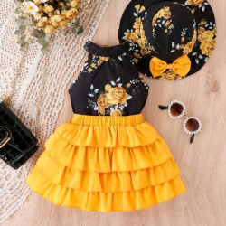 طقم بتنورة كشكش للبنات الصغار 