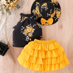 طقم بتنورة كشكش للبنات الصغار 