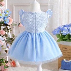 فستان جاكار باشكال فراشة بلون ازرق بحري