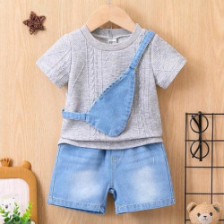 طقم صيفي للأولاد الصغار بشورت جينز
