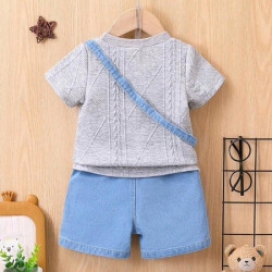 طقم صيفي للأولاد الصغار بشورت جينز