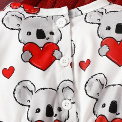 فستان قلب وطباعة دب مع فيونكة وربطة راس 