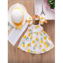 فستان وقبعة جميل صيفي للبنات الصغار