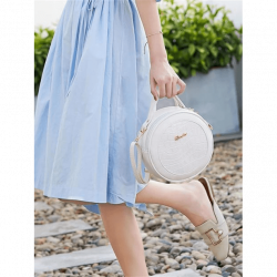 حقيبة دائرية جلدية نقشة التمساح