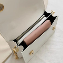 حقيبة يد ميني ابيض بمقبض معدني