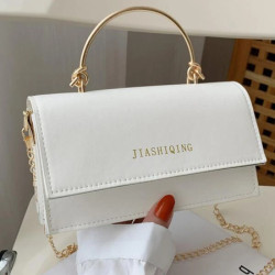 حقيبة يد ميني ابيض بمقبض معدني