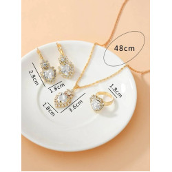 ساعات مزينة بحجر الراين و طقم مجوهرات بديكور حجر الراين 4 قطع