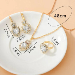 ساعات مزينة بحجر الراين و طقم مجوهرات بديكور حجر الراين 4 قطع