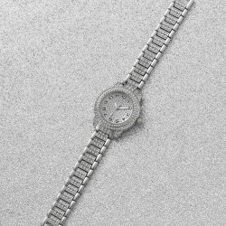 ساعات كوارتز و 5 قطع طقم مجوهرات فضية 