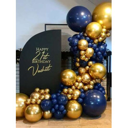 بالونات 101 قطعة ازرق وذهبي