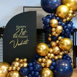 بالونات 101 قطعة ازرق وذهبي