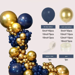 بالونات 101 قطعة ازرق وذهبي