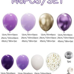 مجموعة من 146 قطعة بالونات بأحجام مختلفة