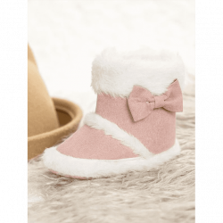 حذاء مرتفع قماش وفرو للأطفال الصغار 